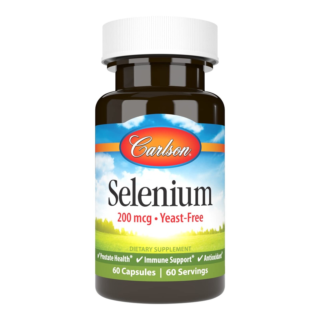 Carlson - Selenium、200 mcgイーストフリー、前立腺の健康&免疫サポート、抗酸化剤、60カプセル