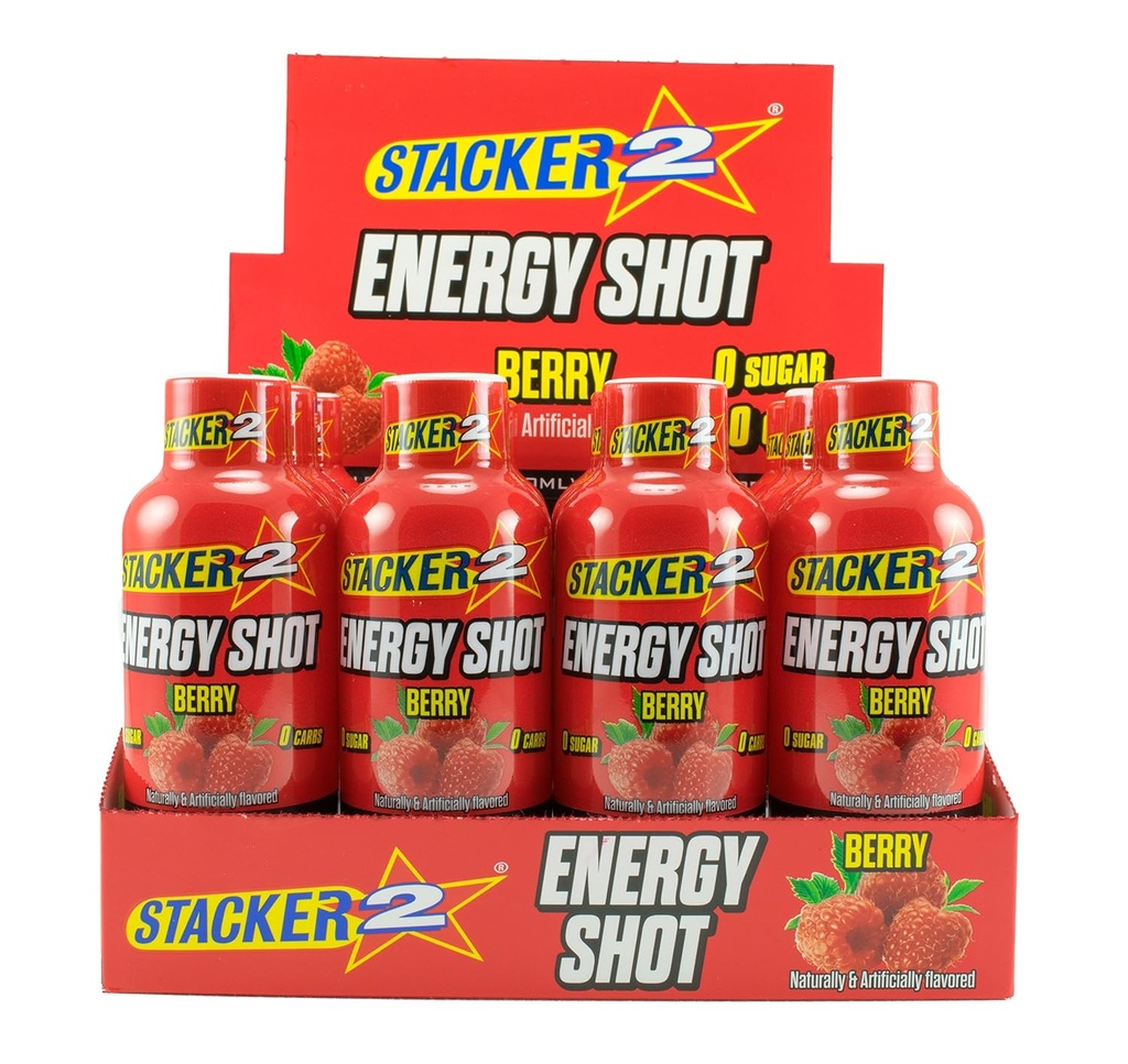 スタッカー 2 エネルギー ショット, ベリー, 12 ショット 2oz. ボトル