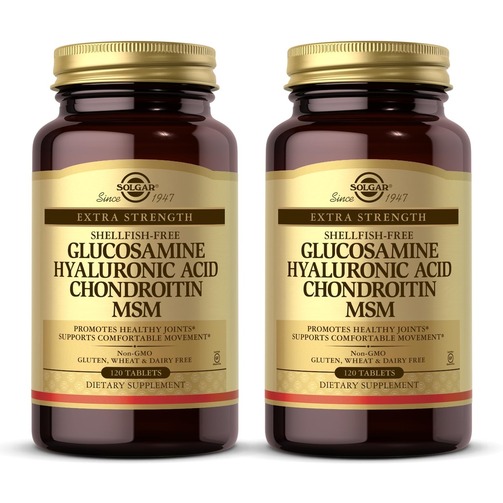 Solgar GlucosamineのHyaluronic酸コンドロイチンMSM - 120のタブレット、2のパック - 健康な接合箇所、サポート快適な動き-非GMOのグルテンフリー- 80の合計のサービングを促進します