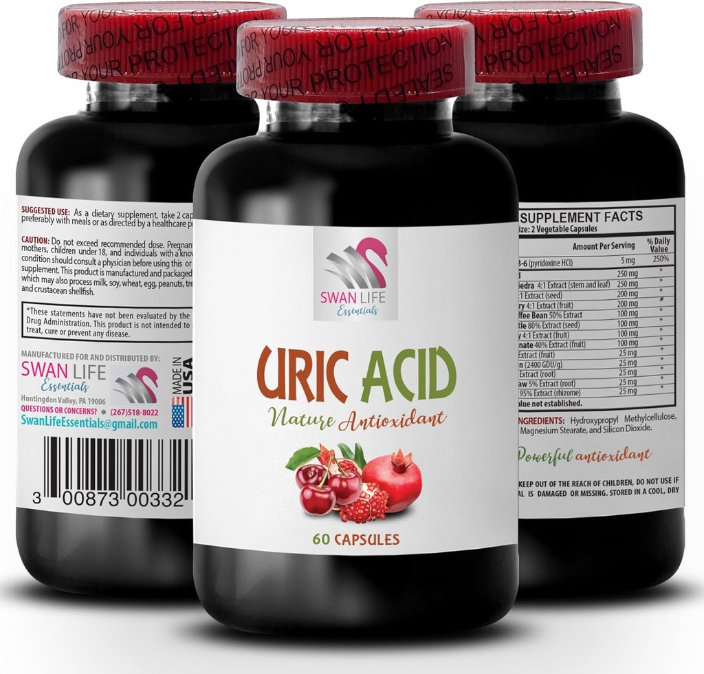 尿酸クリスタルジョイント - URIC ACID - 尿酸管理、尿酸バランス、尿酸と関節、クランベリー抽出物、男性のためのクランベリーサプリメント、ザクロジュース、ザクロサプリメント1Bot