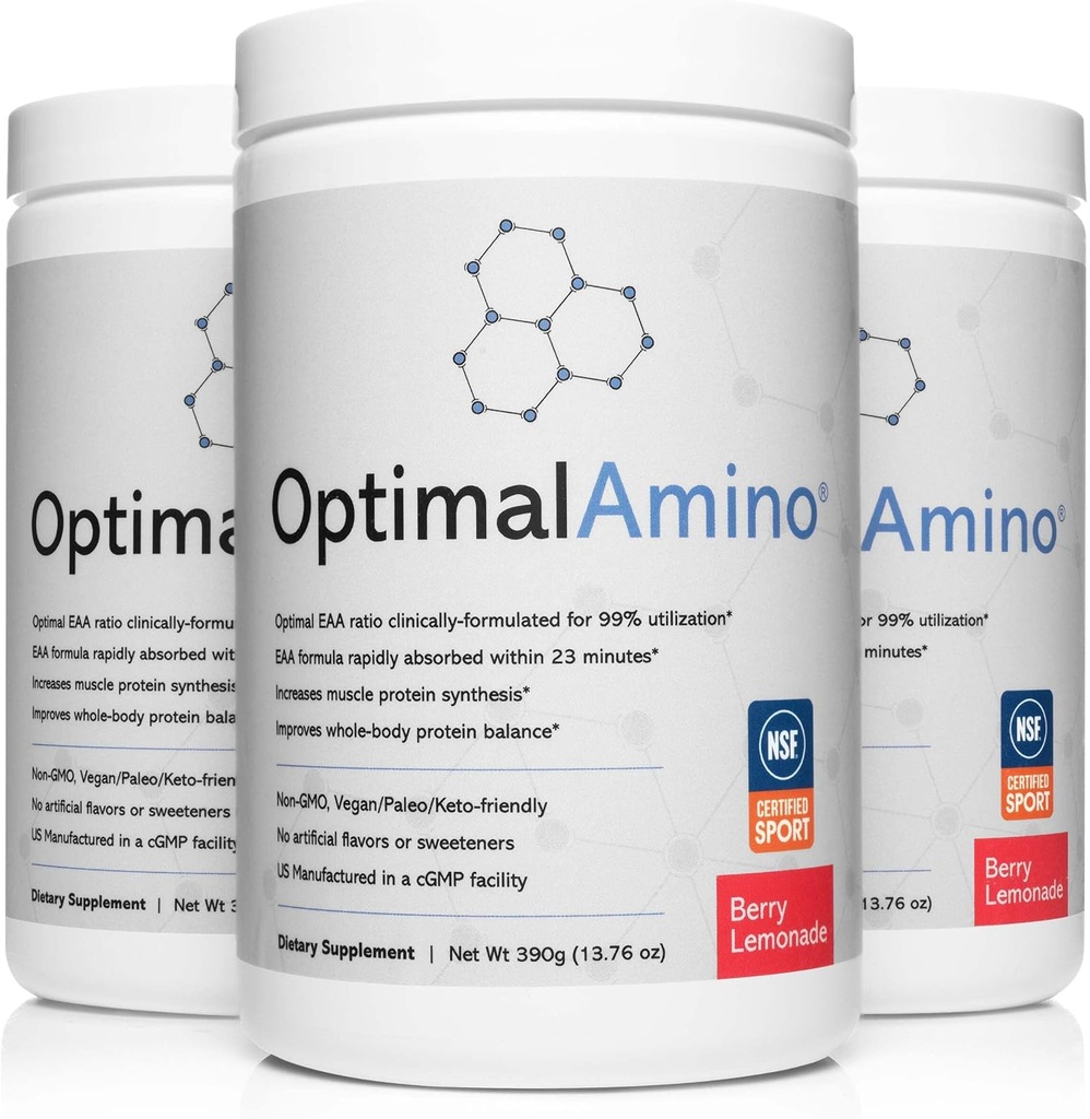 OptimalAmino® Elite Bundle(3か月)ベストプレ/ポストワークアウトリカバリドリンク、99%活用エッセンシャルアミノ酸サプリメント、NSF認定スポーツ®認定
