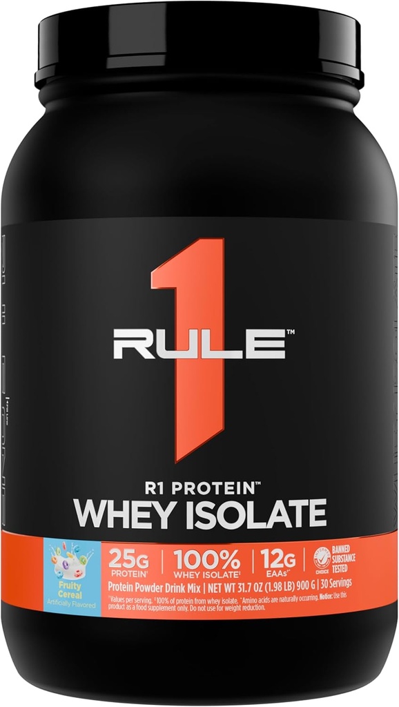 ルール1 R1タンパク質 Whey Isolate - ワークアウトの回復(2ポンド*、フルーティーな穀物)のための分離された及び加水分解された源からの25g蛋白質及び6g BCAAと排他的に