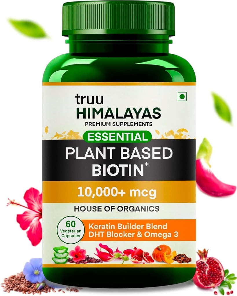 植物はDHTブロッカー、ケラチン及びオメガ3との毛の成長のためのBiotin 10000mcgを人及び女性のための補足のガラスびん-毛の落下のためのアーユルヴェーダの栄養素、皮及び釘の健康- 60のカプセル基づかせていました