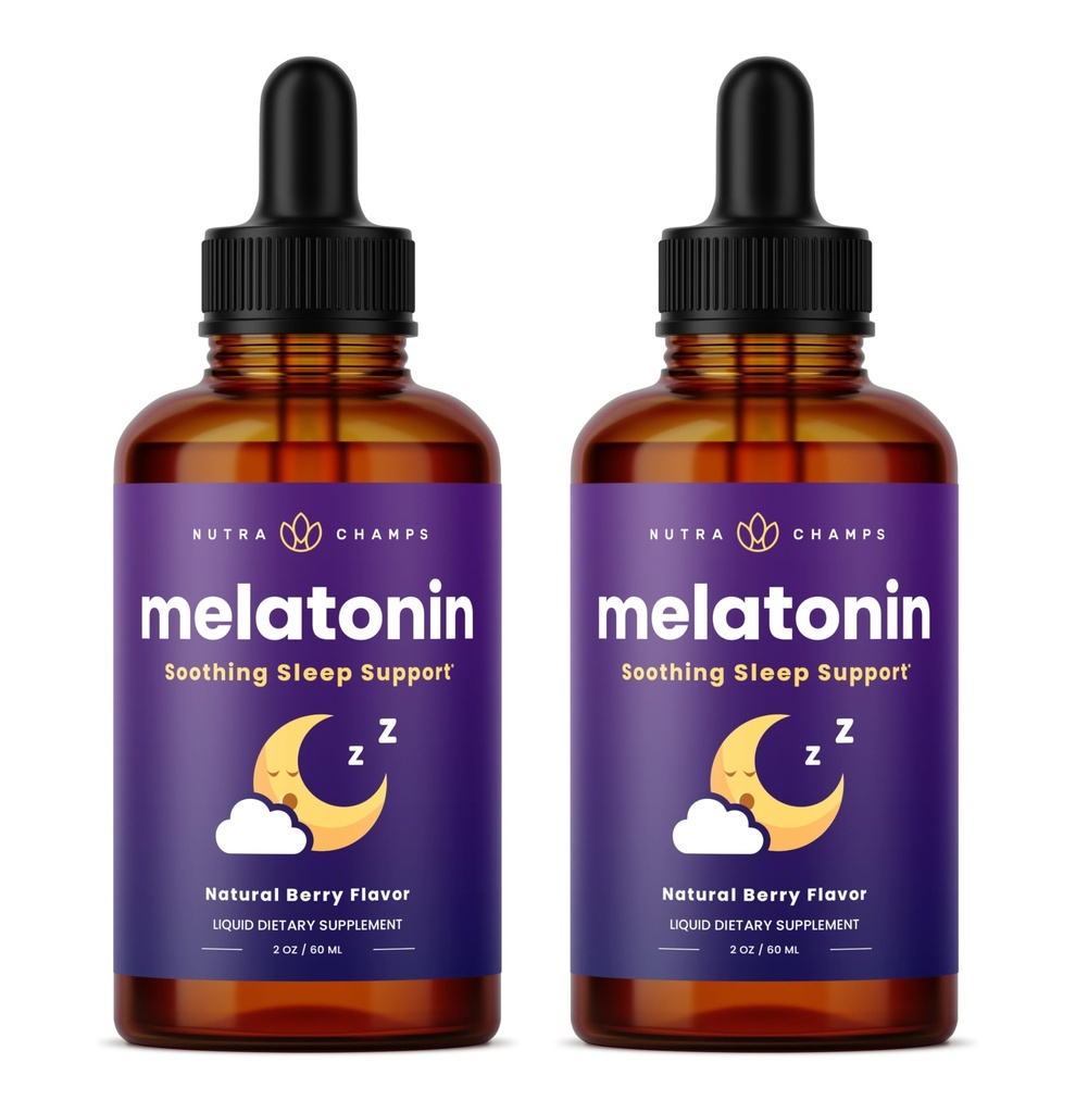 NutraChampsの液体のメラトニンの低下、480のサービング、砂糖の自由な子供のメラトニンの液体の睡眠の援助の補足、ビーガン及び非GMOの自然な果実味、メラトニン1のmgの低下