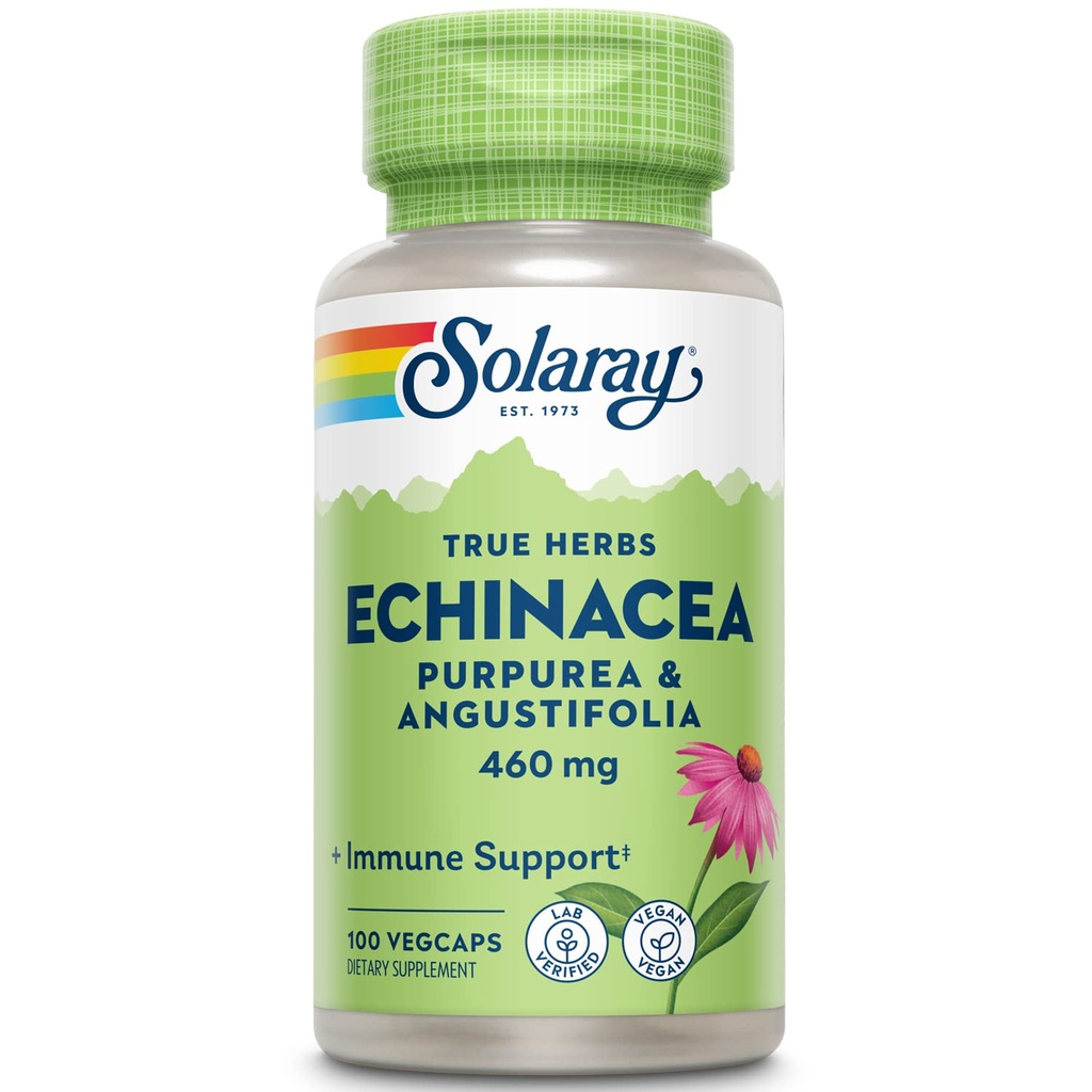 SOLARAY Echinacea Angustifolia&Purpurea Root、ベジーキャップ(Btl-Plastic) 460mg | 100ct