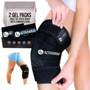 ActiveWrap - 圧縮付きニーアイスパックラップラップ、2 再使用可能なゲルヒート&クネの痛みのためのコールドパック、ソール&新スプリート。 傷害および膨張制御及び接合箇所サポートのための適用範囲が広い冷たい覆い-ほとんどの1のサイズは合います