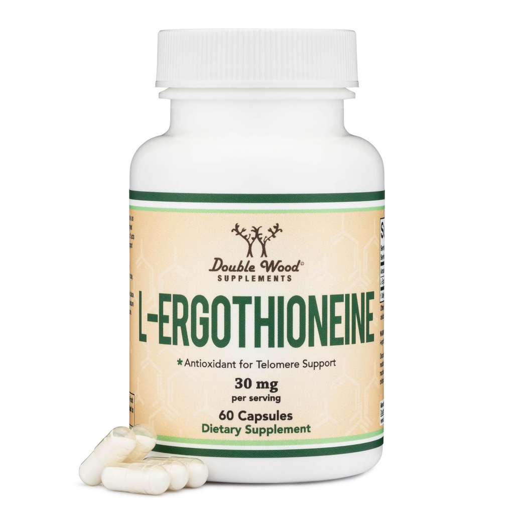 Ergothioneineの補足(EGT)純粋な30mg、カプセルごとの植物ベースのL-Ergothioneine、60の計算(5月サポート長寿および健康な老化)非GMOのGlutenは放します、二重木によって安全なビーガン
