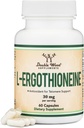 Ergothioneine Supplement (EGT) 30mg of Pure, Plant-Based L-Ergothioneine Per Capsule, 60 Count (May Support Longevity and Healthy Aging) Non-GMO, Gluten Free, Vegan Safe by Double Wood