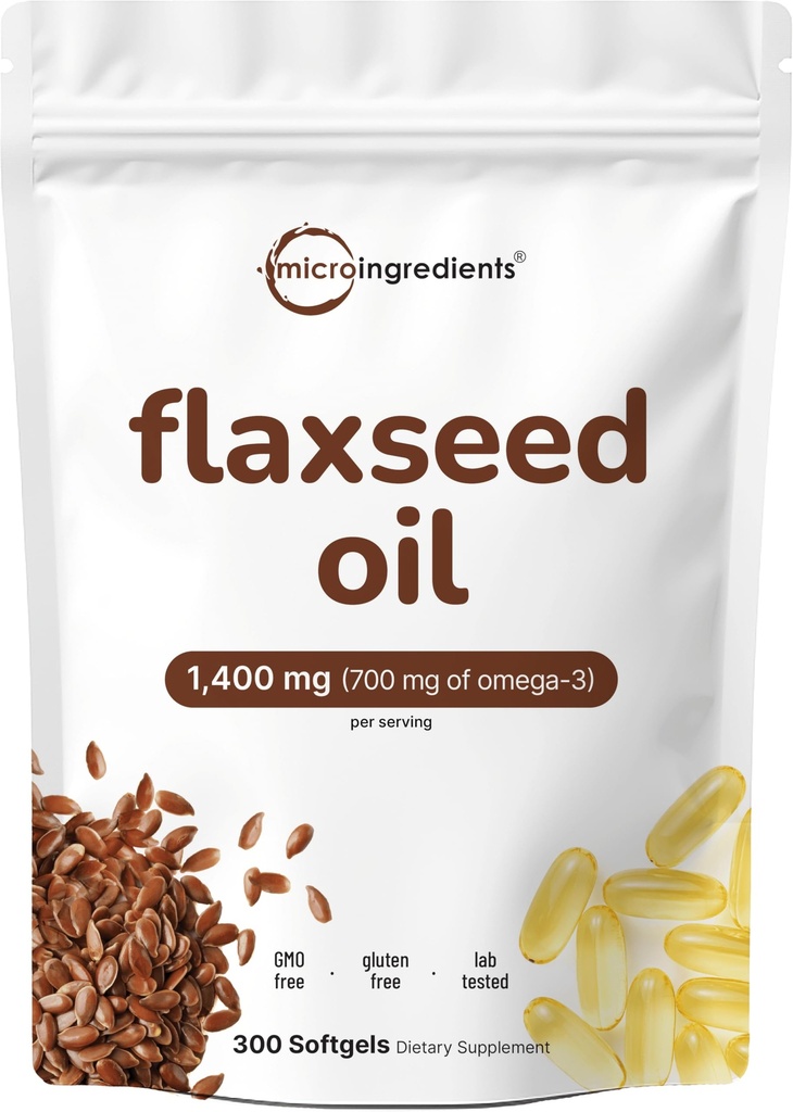 亜麻仁油 1400mg 軟ゲル, 300 カウント | w/700mg ALAオメガ 3, 冷間プレス, 脂肪酸が豊富, アルファリノール酸, サポート心臓健康 & 免疫システム | 非GMO, いいえグルテン - 300 サービング