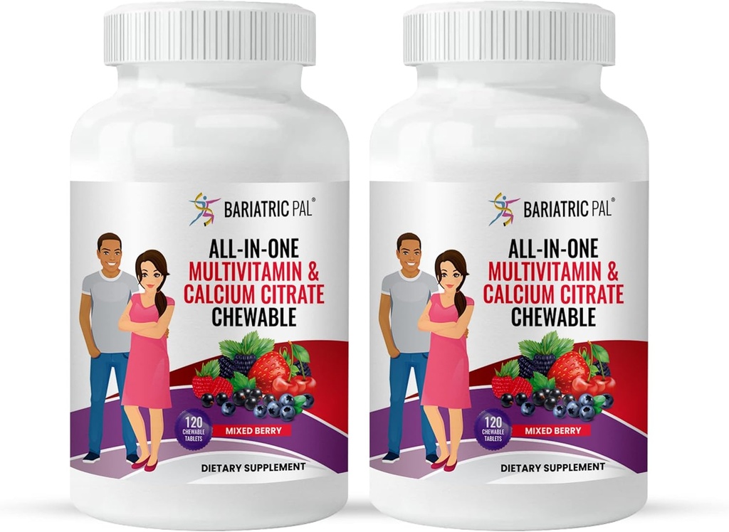 BariatricPalオールインワンCalciumのクエン酸塩及び鉄-混合されたベリー(60日の供給)が付いているChewableマルチビタミン