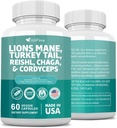 ライオンズマネ3000mgのトルコの尾3000mg Reishl 1000mgのChaga 1000mgのCordycepsの粉のエキスはMaitaakeのシイタケ黒い菌、豊富な補足、ミネラル補足、60のカプセルを含んでいます