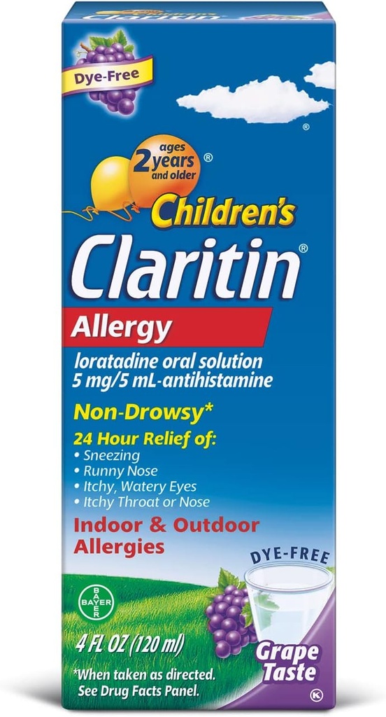 Claritinの子供の2時間の非眠気のアレルギーの口頭解決5のmg/5のmLのGrape 4 FlのOz