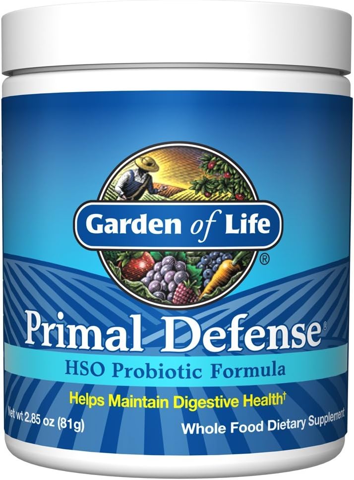 Garden of Life Whole Food Probiotic Supplement - Primal Defense HSO Probiotic Dietary Supplement for Digestive and Gut Health, 2.85oz (81g) Vegetarian Powder