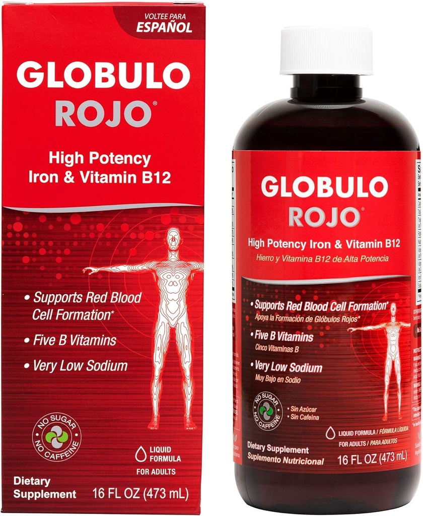 Globulo Rojoの鉄の補足-高い効力の鉄及びBのビタミン(Vegan)の液体の食事療法の補足(1のパック)