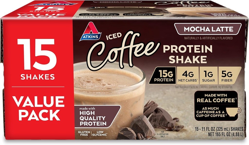 Atkins Gluten の自由な蛋白質リッチ シェイク、Mocha Latte、友好的な Keto 15 の計算