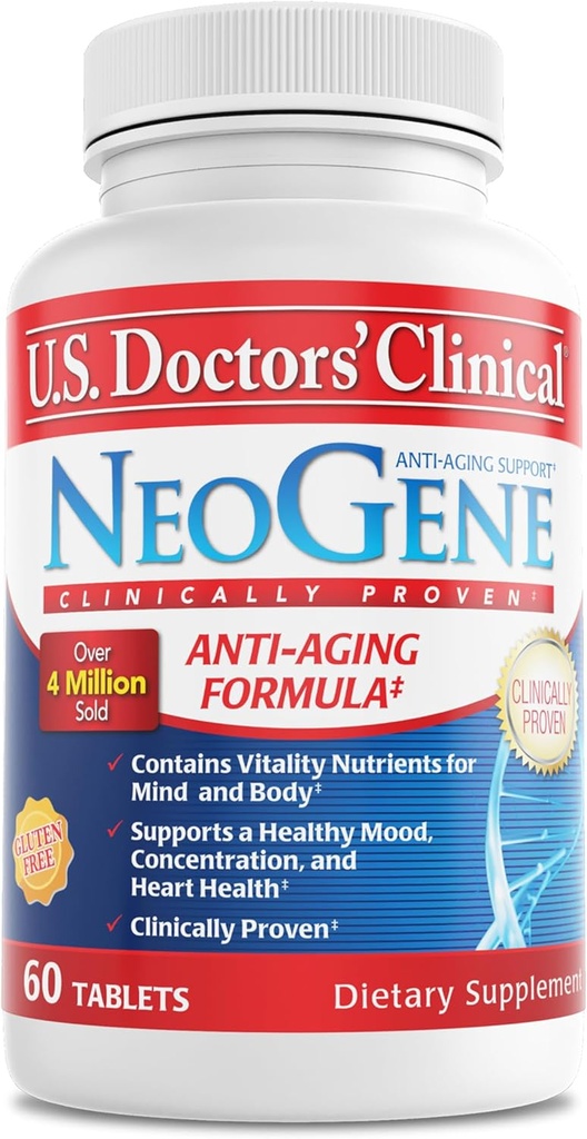 米国医師の臨床NeoGene(Formerly) GH3 臨床的に実証済みのエイジングサポートサプリメントは、気分、認知、心臓の健康、抗酸化サポートをサポートするための栄養素 [1 ヶ月 - 60 ct.]