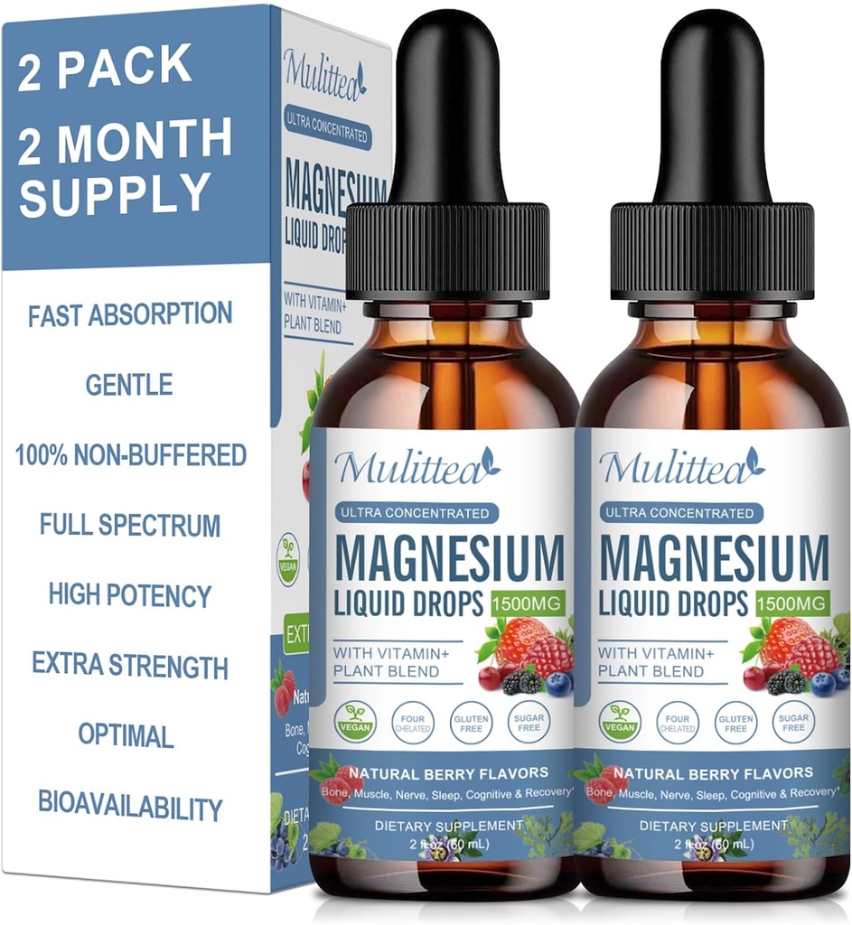 マグネシウムのGlycinateの液体の低下-Nerves、夜、中心、筋肉Metabolism* -無糖カリウム、L-テアニン、海の苔のビタミンB、C、D3、K2-2