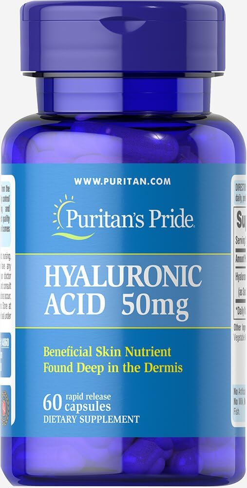 PuritanのプライドHyaluronic酸50のmgのカプセル、60の計算