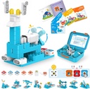 WhalesBot A3 12-in-1 STEMブロック子供用コーディングロボットキット、61-ピース教育ビルセットインタラクティブストーリーテリング、男の子&女子年齢のための理想的なおもちゃギフト 3-6