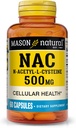 MASON NATURAL NAC N、アセチル、L、Cysteine 500のmg、2か月の供給、サポート正常な細胞の健康、一般的なウェルネスのための免疫システム ブースター、60のカプセル
