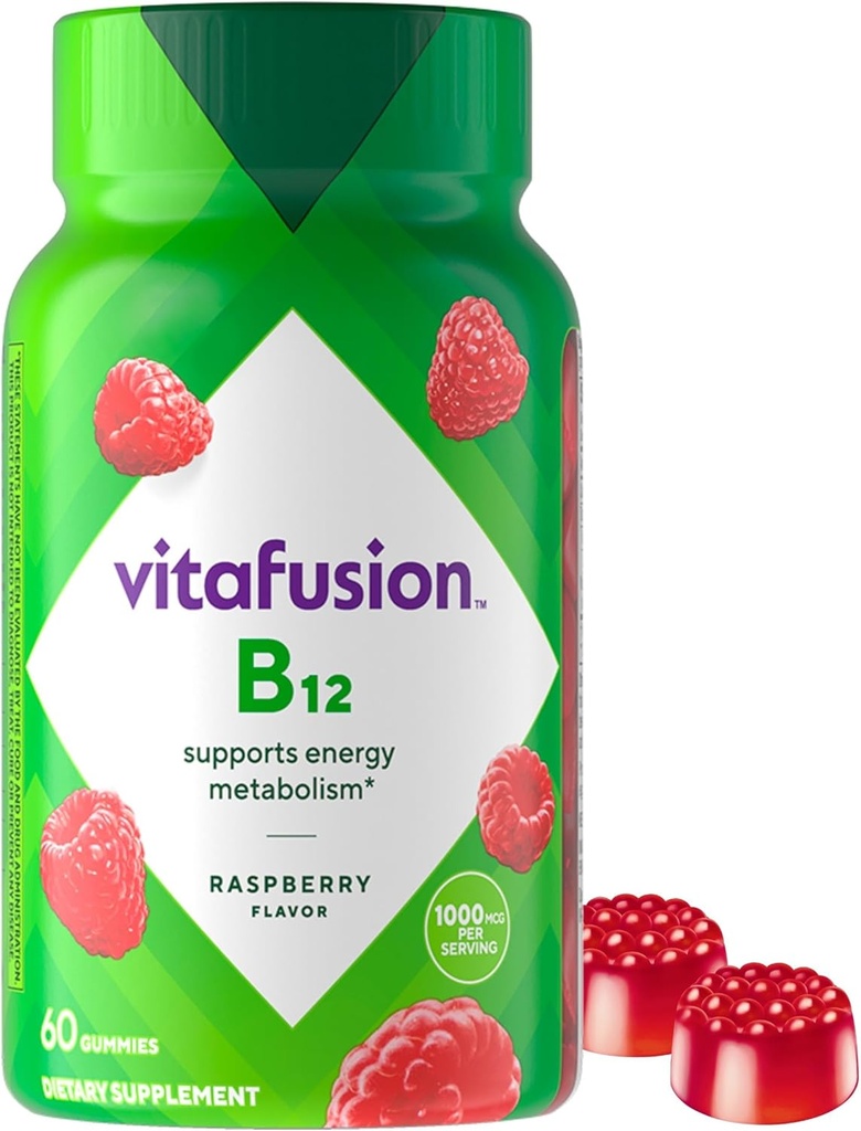Vitafusion B12のおいしいビタミン、おいしいラズベリー味、60ct(30日の供給)