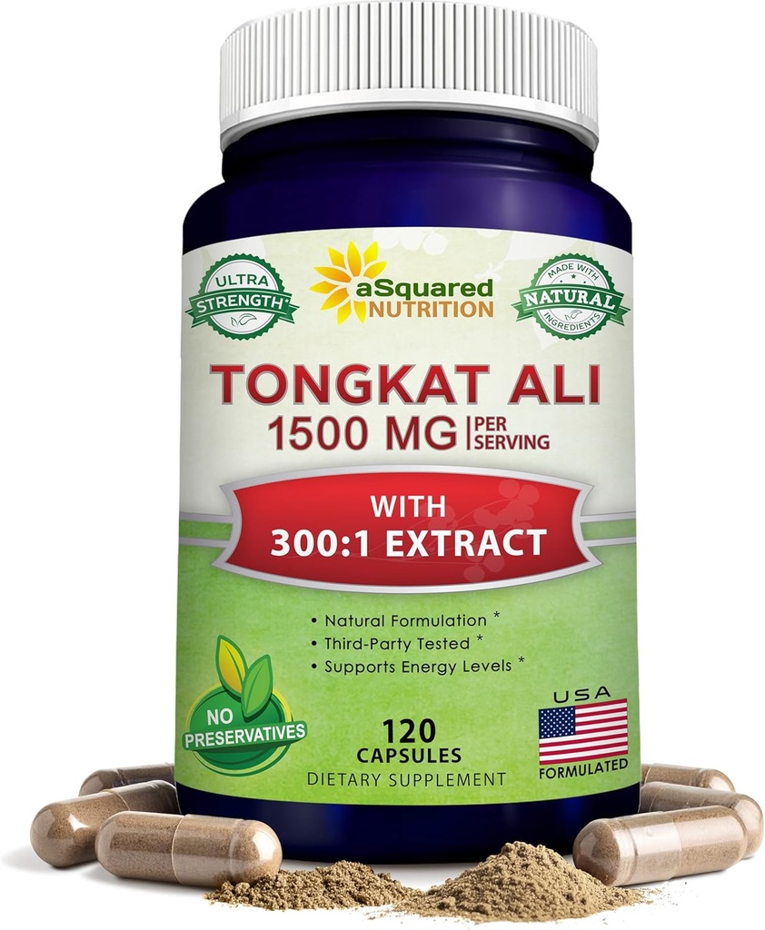 asquared栄養トンカットアリ1500mg - 120カプセル - ロングジャック(Eurycoma Longifolia)エキスサプリメント&ロングジャックルートパウダーピル - 男性と女性のためのトンカットアリ