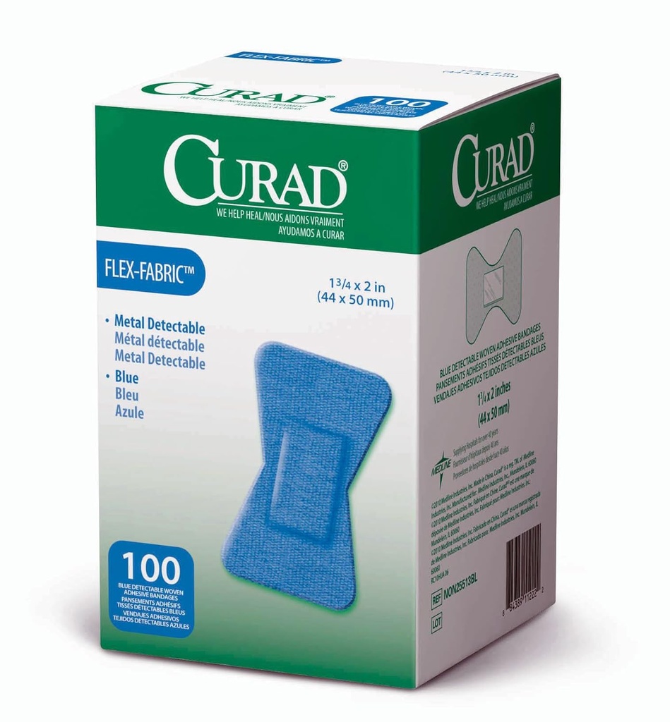 Curad Fingertipの付着力の包帯、食糧サービス青い検出できる包帯、100の計算、Fingertip 1.75" x 2" (包装は変わるかもしれません)