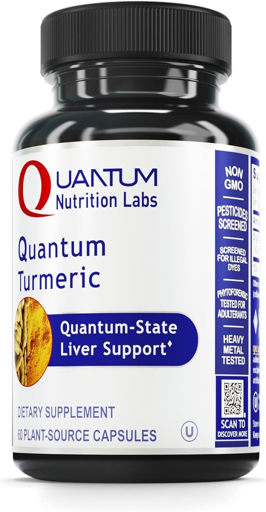 Quantum Nutrition Labs Turmeric - ターメリックカプセル、ターメリッククルクミンサプリメント、肝臓サポート、カプセルあたり500mg - 60ベジタリアンカプセル