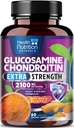 Glucosamineのコンドロイチン2100mg - MSM、グルコサミン硫酸塩、Turmeric、Boswellia、軟骨、柔軟性及びMobilityのためのケルセチン、米国でびん詰めにされる、60のカプセルが付いている3X強さの接合箇所サポート補足