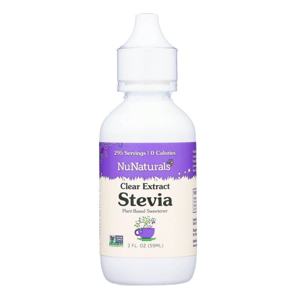 NuNaturals 明確なエキスのステビア、植物ベースの甘味料、プラスチックびん、2 oz