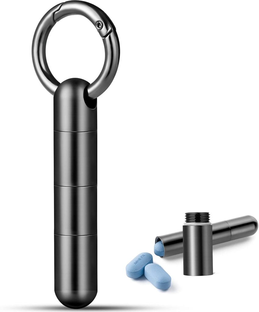 TISURのKeychainの丸薬のホールダー、チタニウムの丸薬の箱の小さい丸薬のオルガナイザーの防水丸薬箱、ECDの旅行財布のための携帯用丸薬の容器の金属管屋外