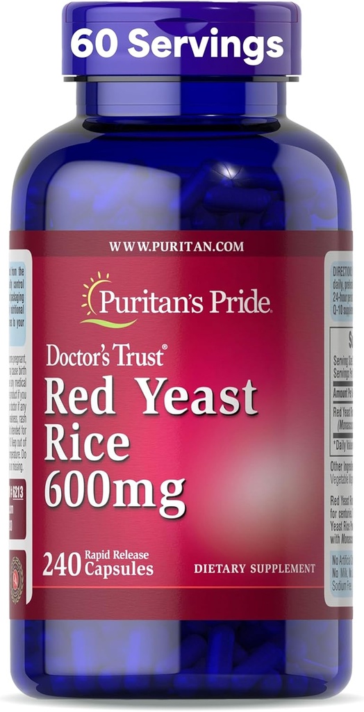 Puritan's Pride Doctors Trust® Red Yeast Rice 600mg、Dietary Supplement、240 Rapid Release Capsules(ピューリタンズ・プライド・ドクターズ・トラスト・レッド・イーストライス600mg)