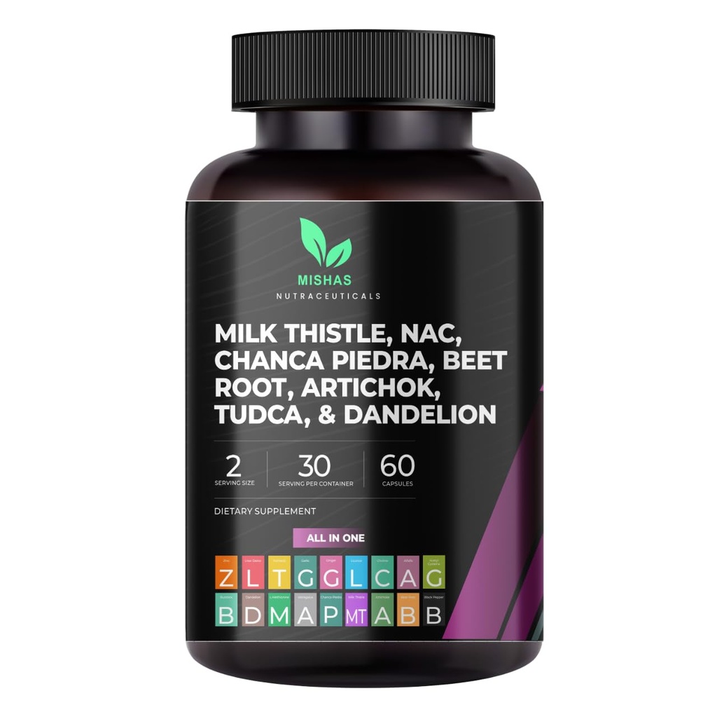 Mishas Nutraceuticals ミルクのこの薬のタンポポポロ、NAC および TUDCA の補足–サポート 肝臓の健康、肝臓の清潔なデトックス、腎臓および呼吸の健康及び消化システム– 60 ビーガンカプセル