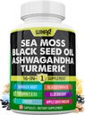 Wixar海苔3000mgの黒の種のオイル2000mgのAshwagandha 1000mgのTurmeric 1000mg Bladderwrack 1000mgのBurdock 1000mg及びElderberry Dandelionの黄色いドックのChlorophyll ACV - 90のカプセルとのビタミンC及びD3