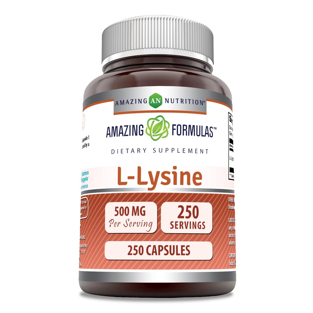 アメイジングフォーミュラ L-Lysine 500 Mg アミノ酸サプリメント | カプセル | ノンGMO | グルテンフリー | アメリカ製(1パック | 250カウント)