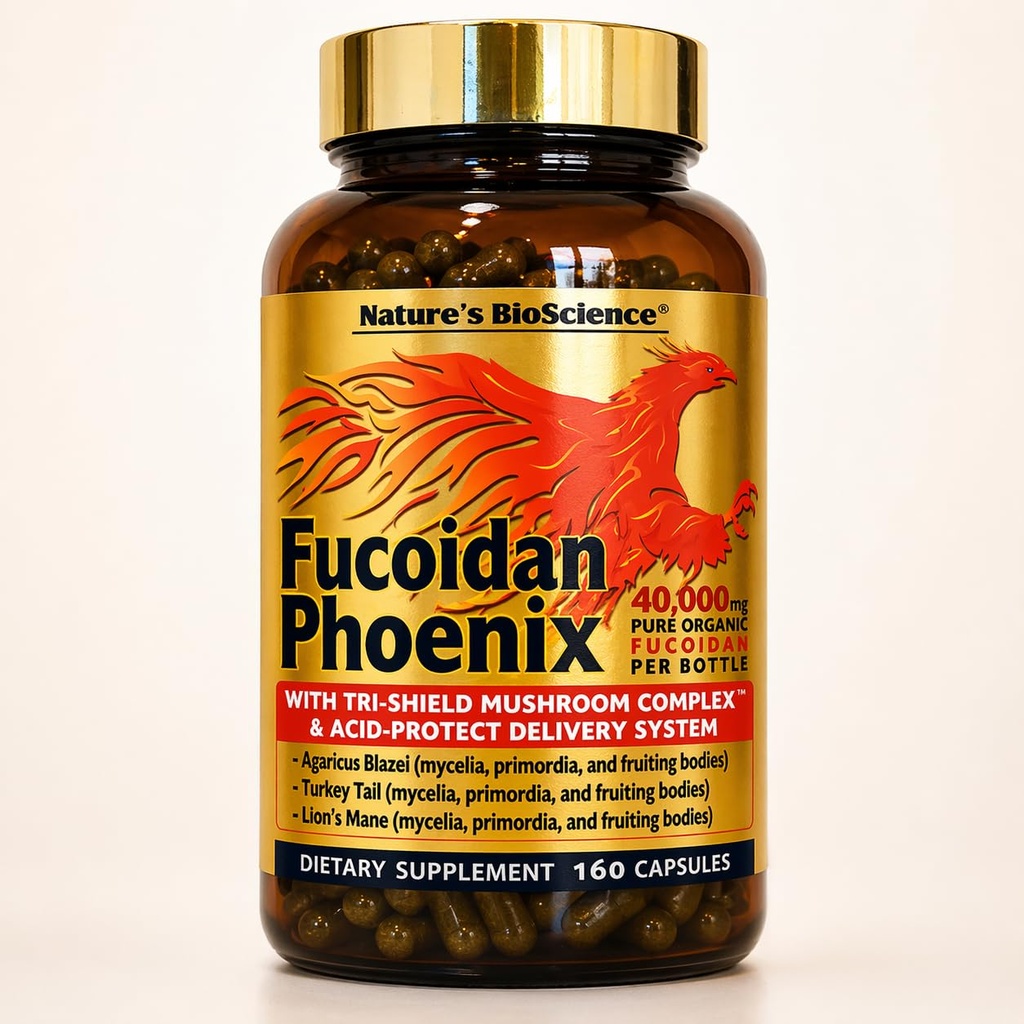 Nature's Bioscience® FUCOIDANフェニックスアドバンスト: 40,000 純粋な有機フコイダンのmg + 64,000 純粋なキノコのmg