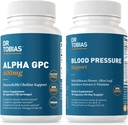 Dr. Tobias Alpha GPC & Blood Pressure Support - Support Cognitive Function & Circulatory Wellness with Bioavailable Choline Supplement, Herbs & Vitamins, Non-GMO