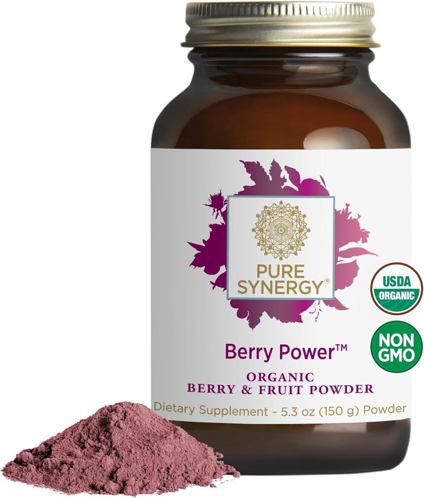 PURE SYNERGY ベリーパワー | オーガニックベリーとフルーツパウダー | オーガニックアサイ・カヌ・ワイルド・ブルーベリーの抗酸化サプリメント | ヘルシーエイジング・免疫・皮膚サポート(5.3ozパウダー)