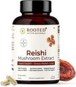 ROOTED Reishiのきのこのエキスのカプセル(60のベジの帽子、500のmg) 中心の健康、圧力救助、肝臓。USDAの有機性、30%のベータ グルカン、証明された有機性