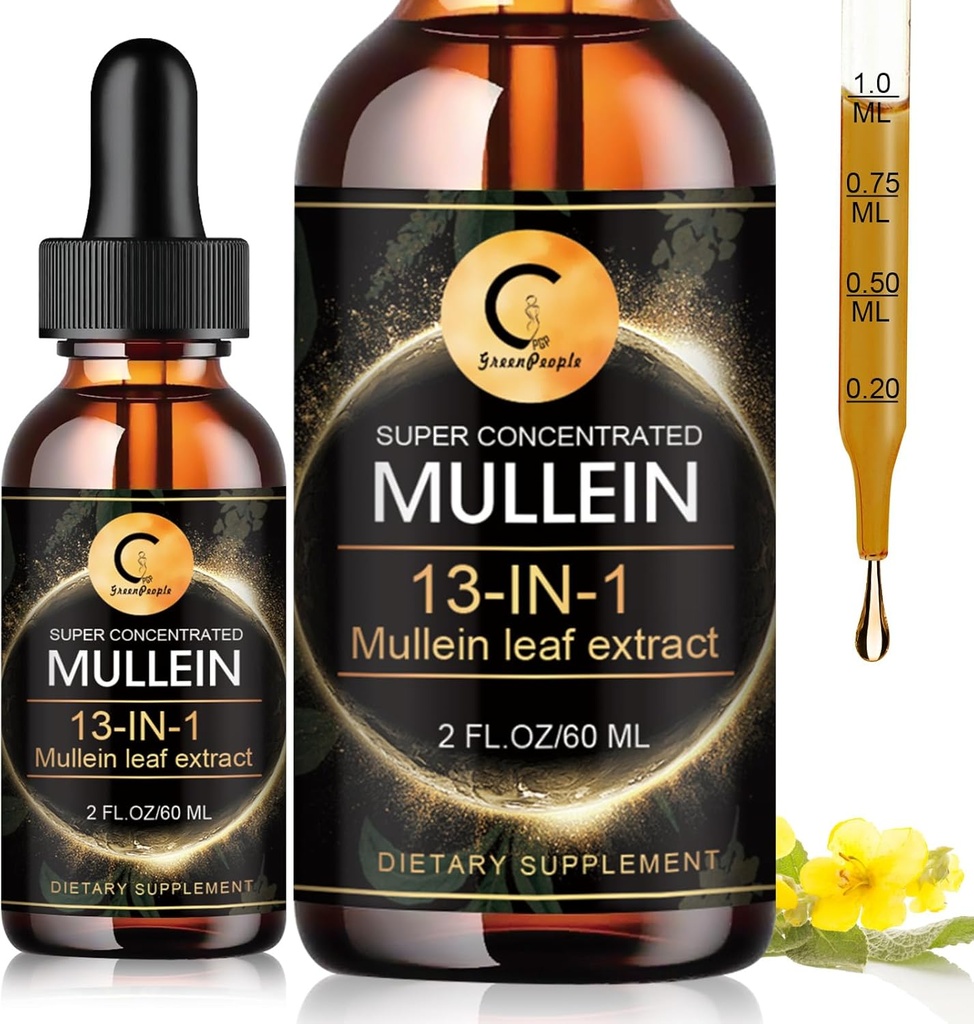 Mulleinは肺、Mulleinの葉のエキス、極度の集中されたMulleinの液体のチンキ、Vegan、非GMO、2つのFLのOZのために低下します
