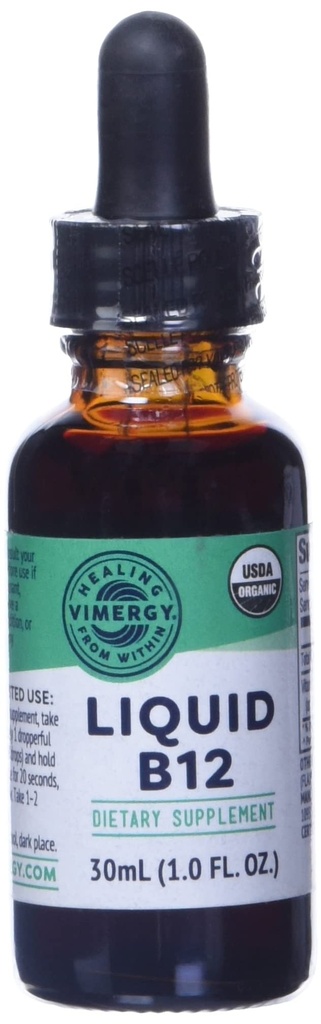 Vimergyの有機性液体のビタミンB12の補足2500のmcg、Methylcobalamin及びAdenosylcobalaminの速い吸収エネルギー サポートUSDAの有機性、ビーガン、女性及び人のための非GMO B12のビタミン30のサービング(30のmL)