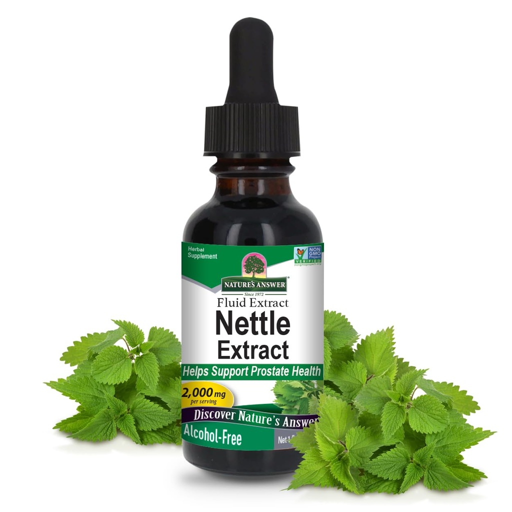 Nature's Answer Nettle Leaf 1oz Extract | 前立腺サポ | 濃い緑色のイラクサの葉のハーブサプリメント | 非GMO、コーシャ、グルテンフリー、およびアルコールフリー | シングルカウント