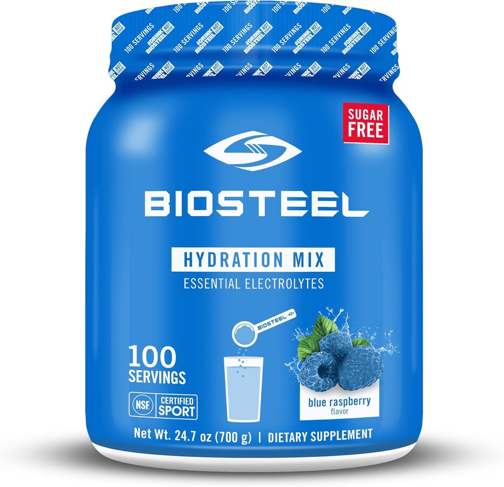 BioSteelゼロシュガーハイドレーションミックス、5つのエッセンシャル電解液、ブルーラズベリー風味、100はチューブあたりに供給