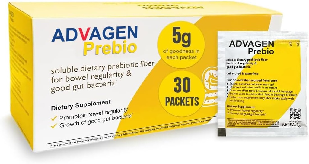 ADVAGEN、プレビオ繊維の補足の粉のUnflavored - 容解性のプレバイオティック繊維の粉、Goのパケット、非GMOサポートは女性の人のための腸の健康、Bloating及び便秘の救助30のサービングを支えます