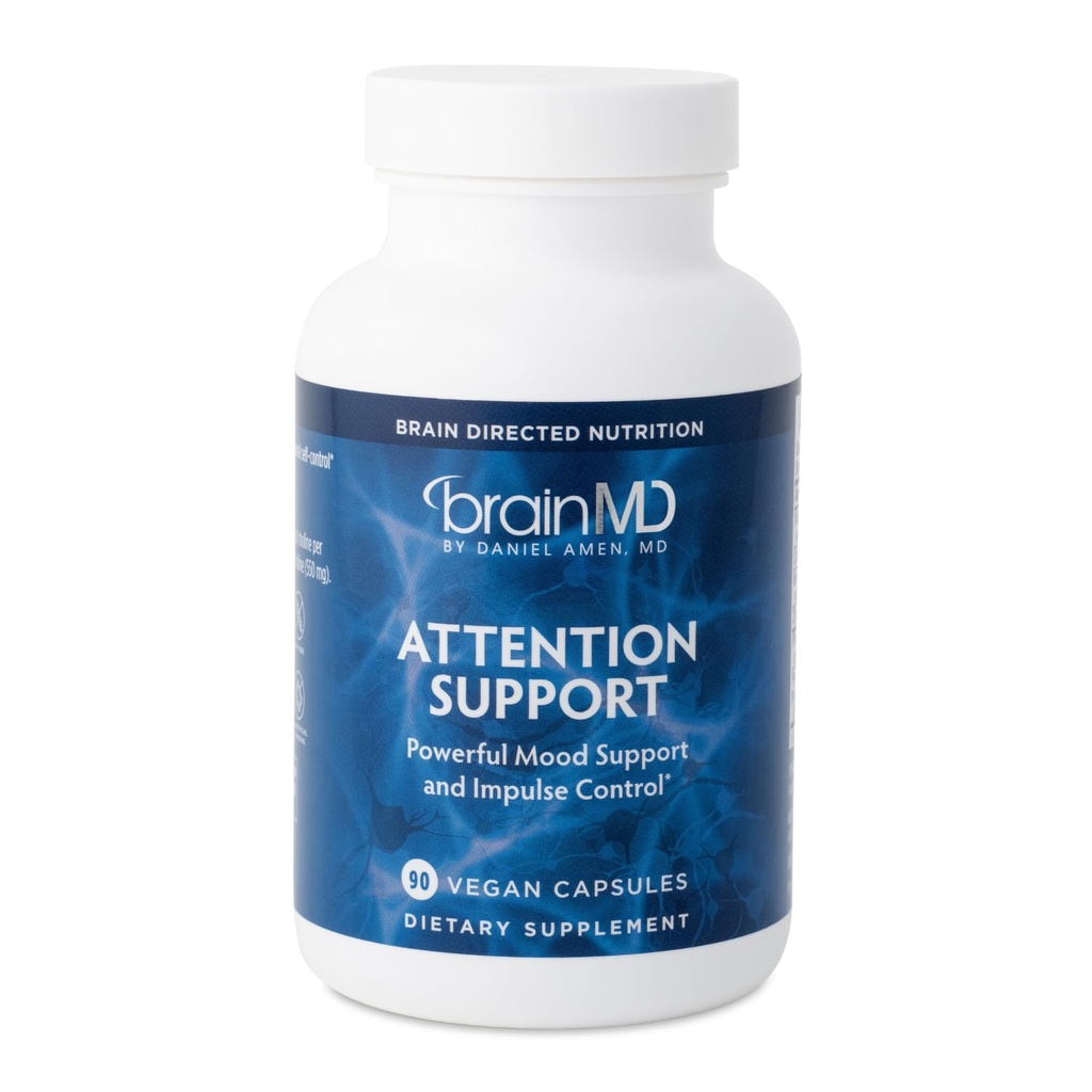 BRAINMD Dr Amen Attention Support - 90カプセル - メンタルフォーカスと衝動制御を促進 - グルテンフリー - 30のサービング