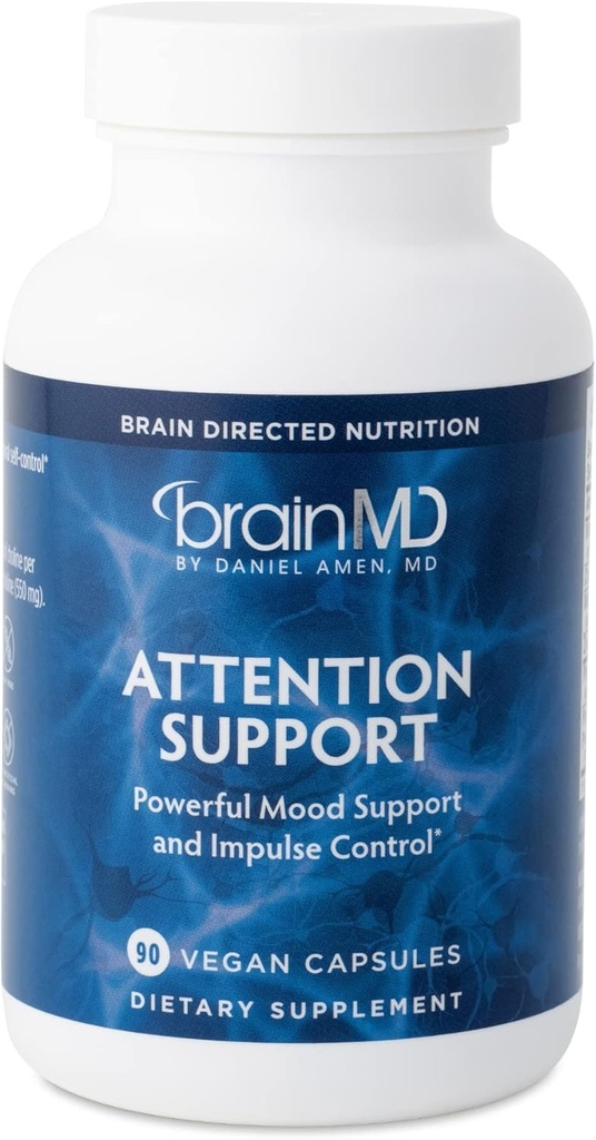 BRAINMD Dr Amen Attention Support - 90カプセル - メンタルフォーカスと衝動制御を促進 - グルテンフリー - 30のサービング