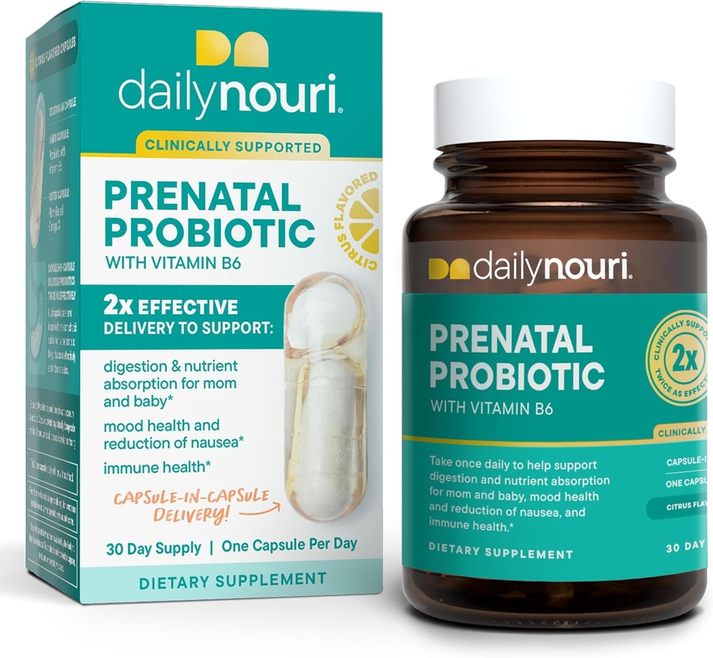 Nouri Prenatal Health Probiotic と Omega カプセル, 女性のための出生プロバイオティクス, エイドダイジェクションとママと赤ちゃんのための栄養吸収, 毎日取る - 30 日の供給
