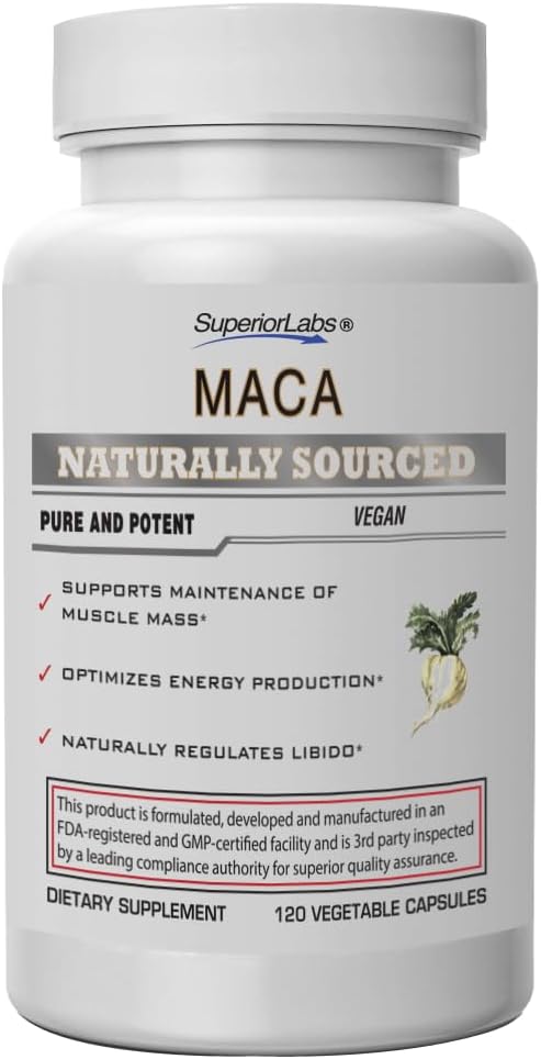スーペリアラボ - 有機ペルーマカ - 100% 純粋な非GMO - Calmingとリラクゼーションのための栄養補助食品 - ゼロ合成添加物、ステアレート、二酸化物 - 750mg、120 野菜カプセル