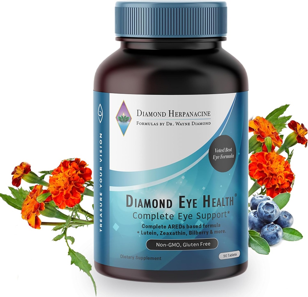 Diamond Eye Health - Natural Vitamins for Complete Eye Support - Healthy Eye Vitamins - Eye Health Vitamins to Help Preserve Aging Eyes - Vegan, Gluten-Free, Dairy-Free - (90 Count)