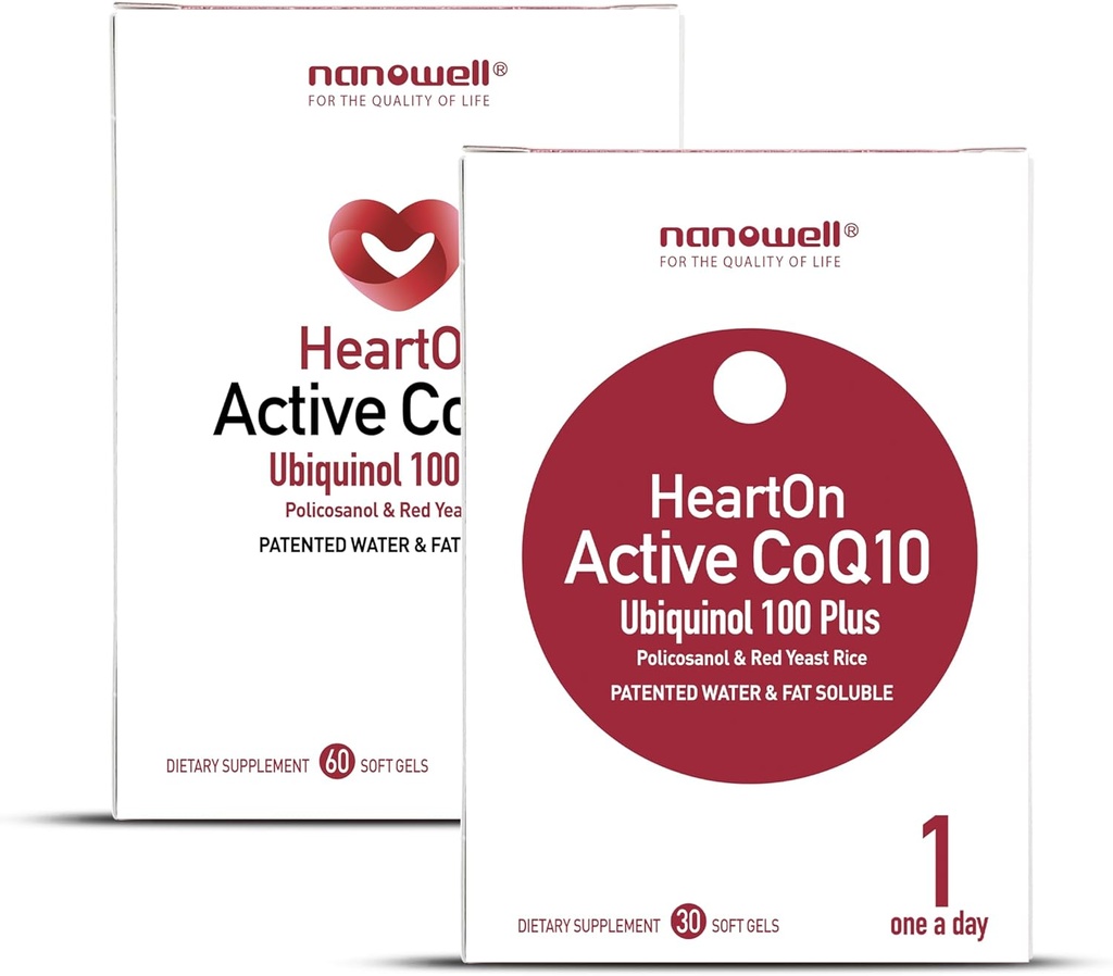 ナノウェルハートオンアクティブCoQ10カネカUbiquinol 100プラスハート健康サプリメント - 30 Softgels X 1ボックス 1ヶ月(30カウント)